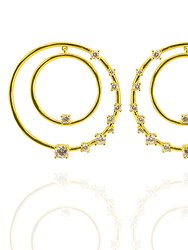Luysa Gypsy Post Frontal Hoop With Prong Set White Cubic Zirconia - Yellow
