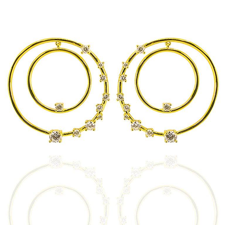 Luysa Gypsy Post Frontal Hoop With Prong Set White Cubic Zirconia - Yellow