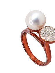 Luysa High/low Prong Set Ring In White Cubic Zirconia And Floating Freshwater Pearl - Purple