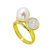 Luysa High/low Prong Set Ring In White Cubic Zirconia And Floating Freshwater Pearl