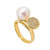 Luysa High Low Ring In 14k Gold Plated Brass With White Cubic Zirconia Micro Pave And Round Freshwater Pearl - Gold