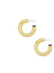 Mini Fern 14K Gold-Plated Hollow Hoop With Enamel Accent