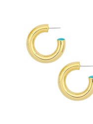 Mini Fern 14K Gold-Plated Hollow Hoop With Enamel Accent