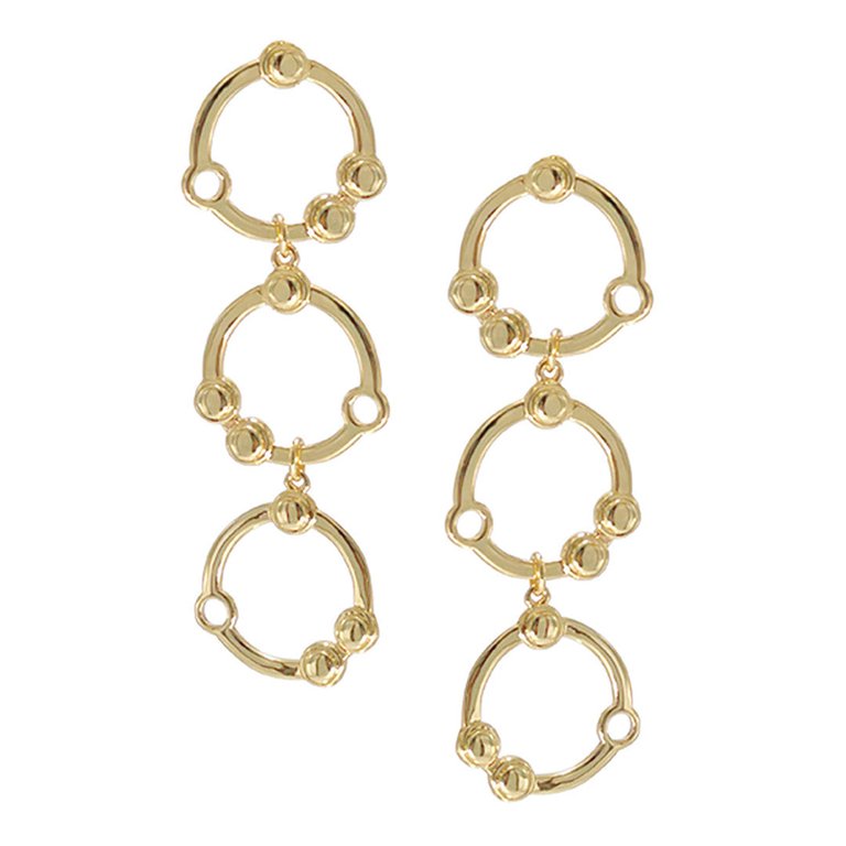 Selene Linear Spherical Post Earrings - 14k Gold