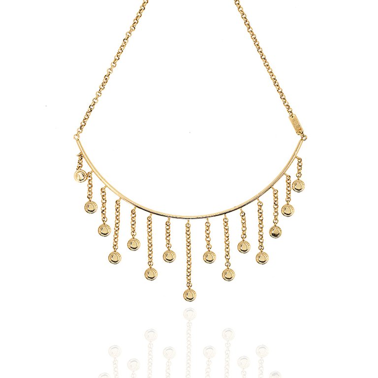 Talia 14K Gold Plated Brass Fringe Frontal Necklace - Gold