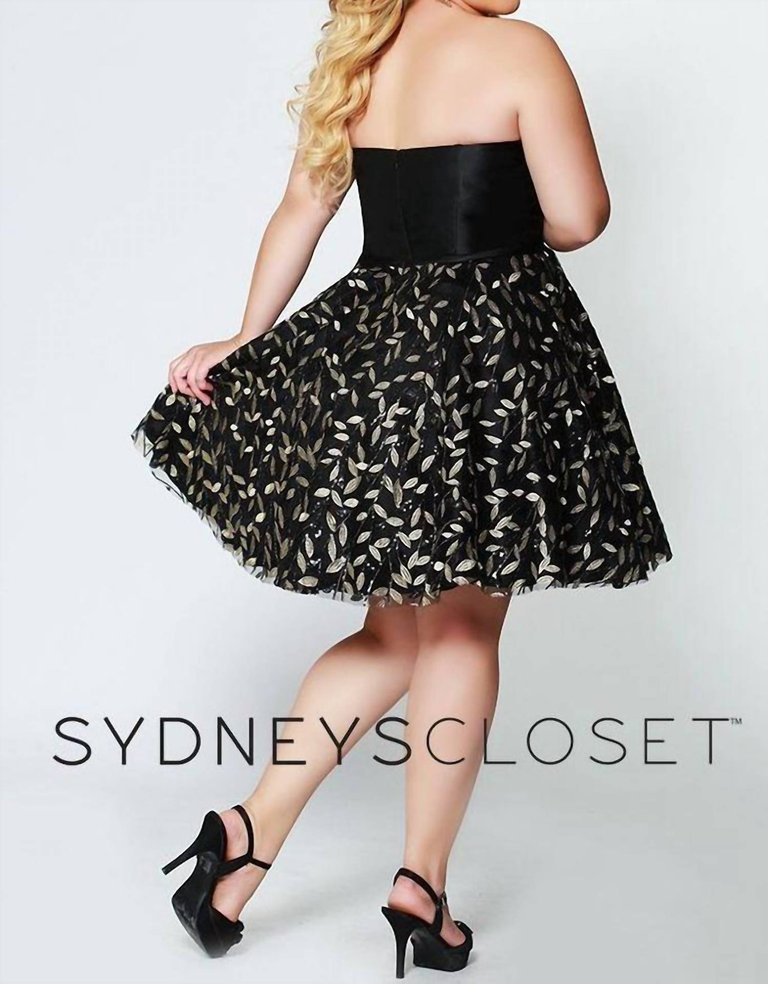 Mikado Satin Dress In Black/gold