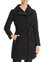 Asymmetrical Belted Stand Collar Puffer Coat In Black - Black