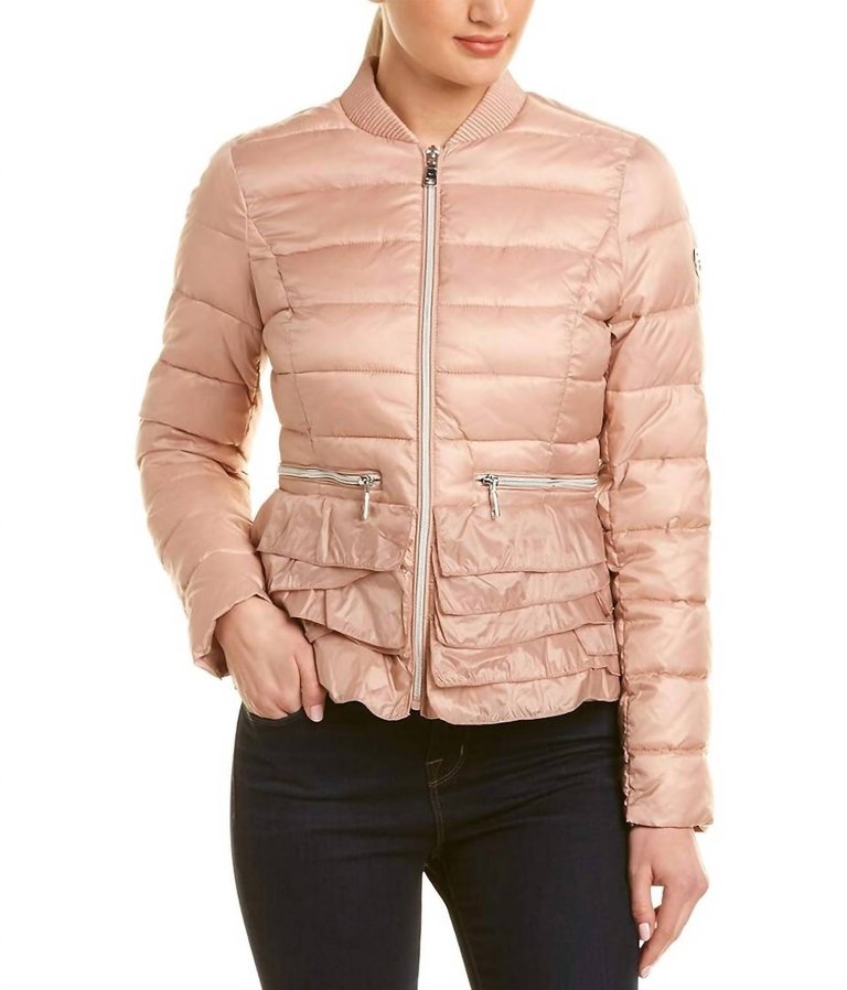 Emily Ruffled Bomber Jacket In French Pink - French Pink