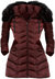 Gwen Faux Fur Hood Down Puffer Jacket Long Coat In Merlot