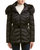 Leon Faux Fur Trim Hood Belted Coat Short Jacket In Black - Black