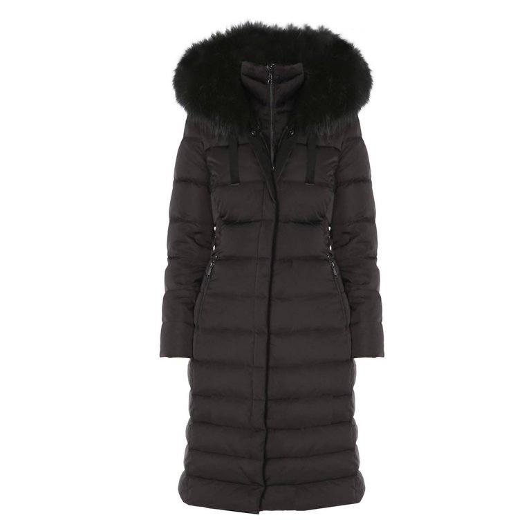 Nelly Maxi Puffer Coat In Black