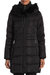 Stefani Faux Fur Hood Down Fill Fitted Puffer Coat In Black - Black