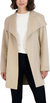 Womens Ella Jacket Wool Wrap Coat With Tie Belt In Light Beige Ivory