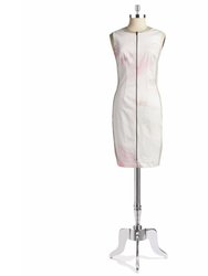 Women's Avani White Printed Sleeveless Front Zip Stretch Dress Sheath - White
