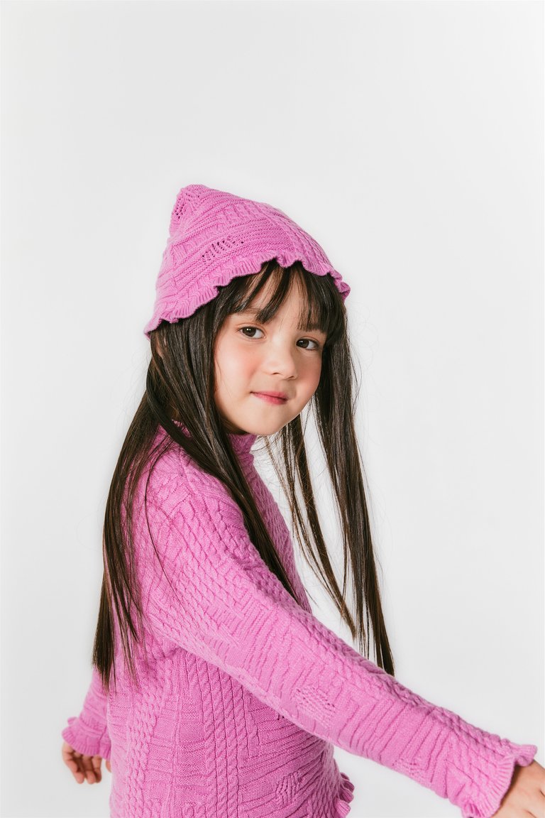 Tatum Cable Knit Beanie - Pink