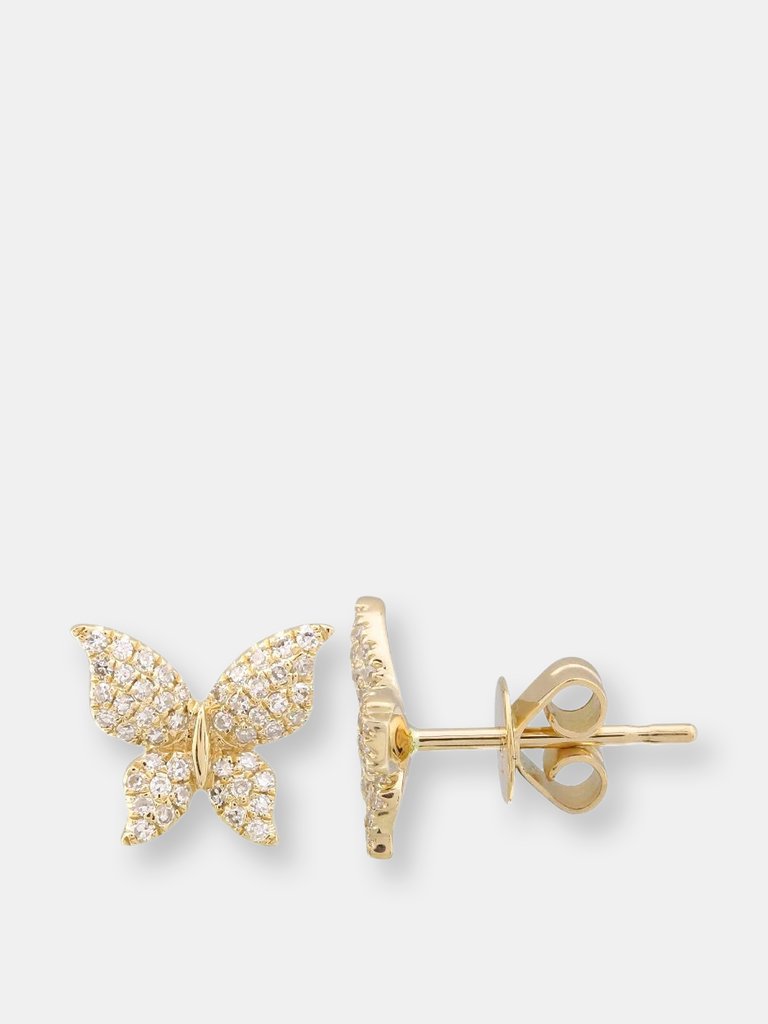 Butterfly Stud Statement Earrings - Yellow Gold