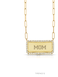 Custom Pave Outline Nameplate Paperclip Necklace