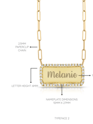 Custom Pave Outline Nameplate Paperclip Necklace