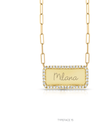 Custom Pave Outline Nameplate Paperclip Necklace