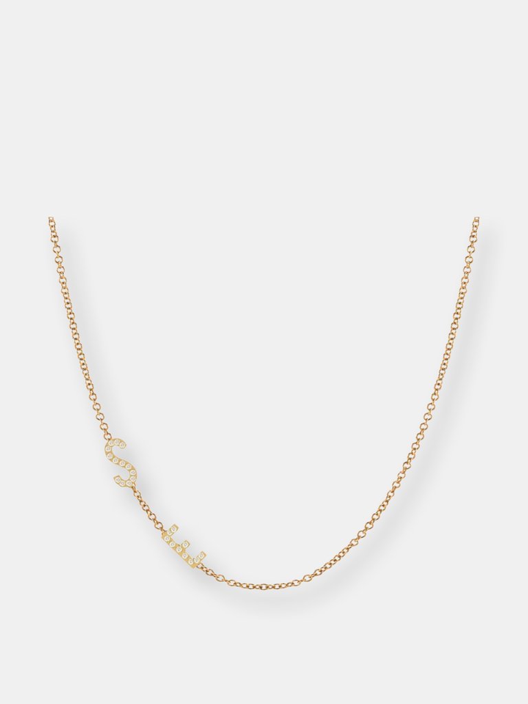 Diamond Asymmetrical Multiple Initials Necklace - Yellow Gold