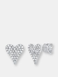 Elongated Pave Heart Studs