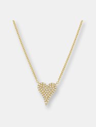Extra Small Pave Heart Necklace - White Gold