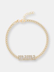 Gothic Pave Name Cuban Link Bracelet - White Gold