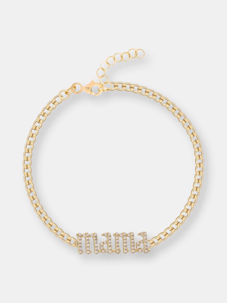 Gothic Pave Name Cuban Link Bracelet - White Gold