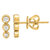 Graduated Bezel Set Trio Diamond Bar Studs - Yellow Gold