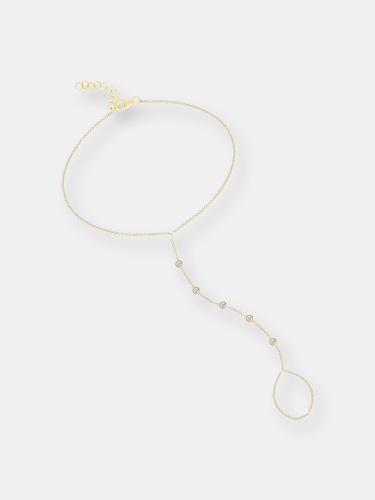 Multiple Bezels Hand Chain Bracelet - Yellow Gold