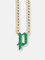 Pave Gothic Initial Cuban Link Necklace