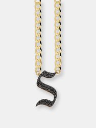 Pave Gothic Initial Cuban Link Necklace