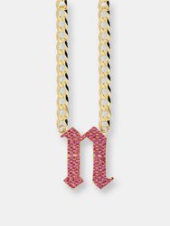 Pave Gothic Initial Cuban Link Necklace