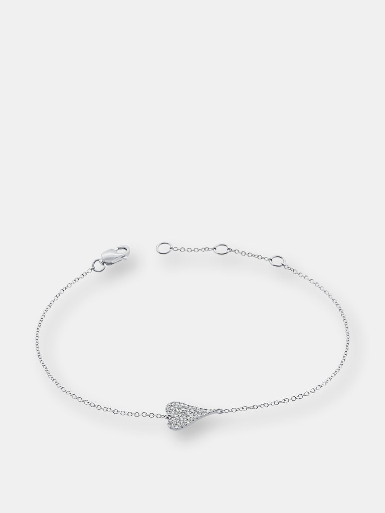 Small Elongated Pave Heart Bracelet