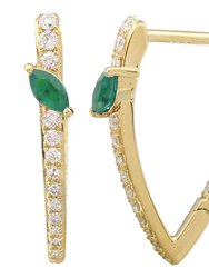 Statement V Emerald Diamond Earrings - Rose Gold