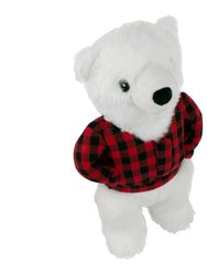 12" Plaid Polar Bear Dog Toy With Squeaker