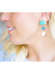 Amazonite + Pearl Semi Drop Earrings