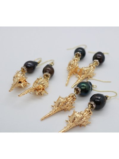 Taylor Reese Black Pearl And Gold Shell Earrings product