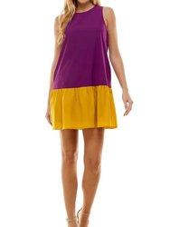 Color Block Dress - Purple/Yellow