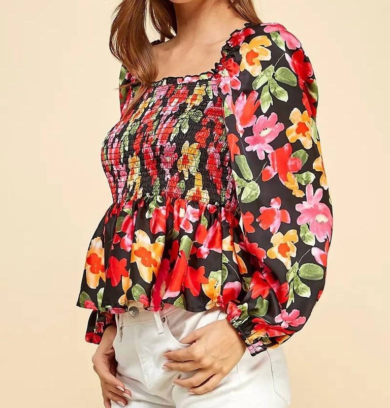 Floral Print Peplum Top