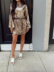 Into The Night Sequin Belted Mini Dress