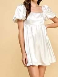 Satin Babydoll Dress - White
