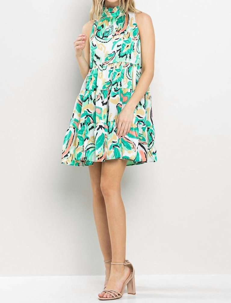 Spring Mini Dress - Patterned