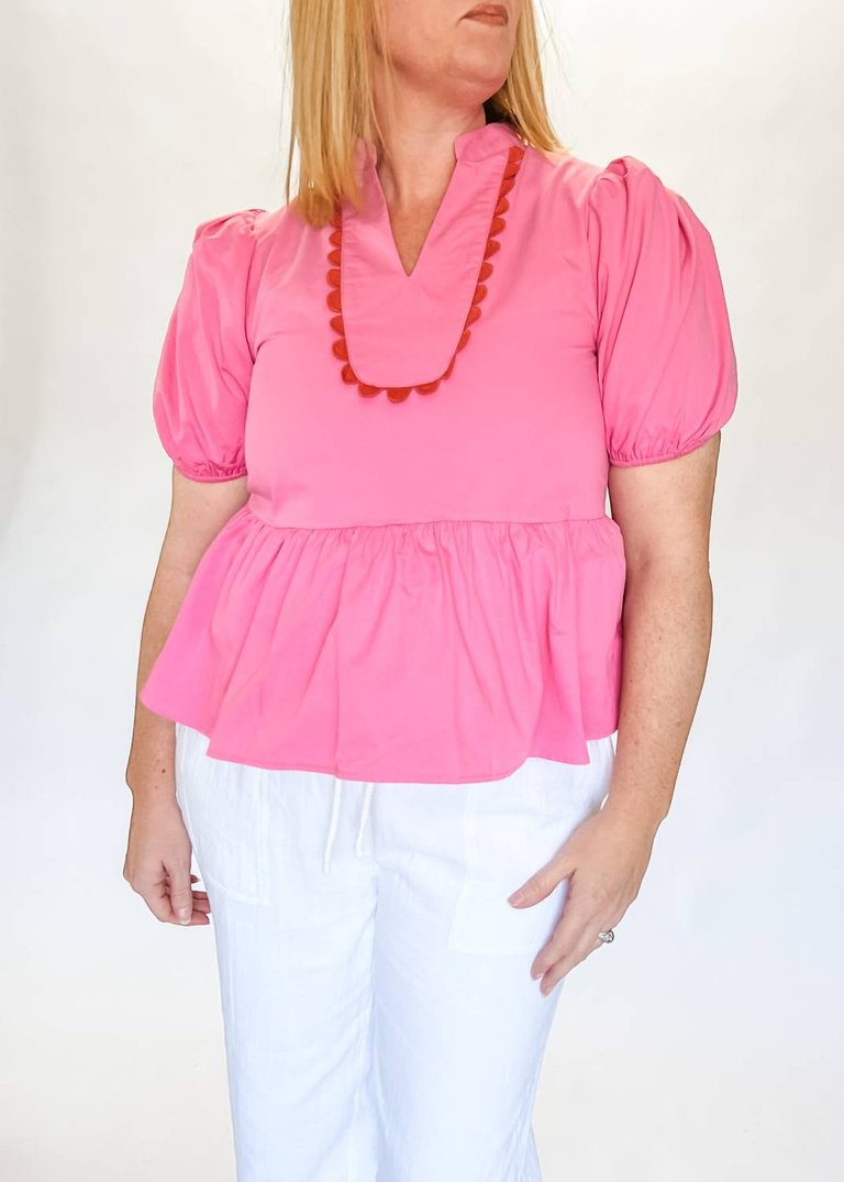 Sweet Escape Puff Sleeve Top In Pink - Pink