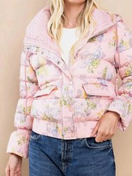 White/Blue Floral Puffer