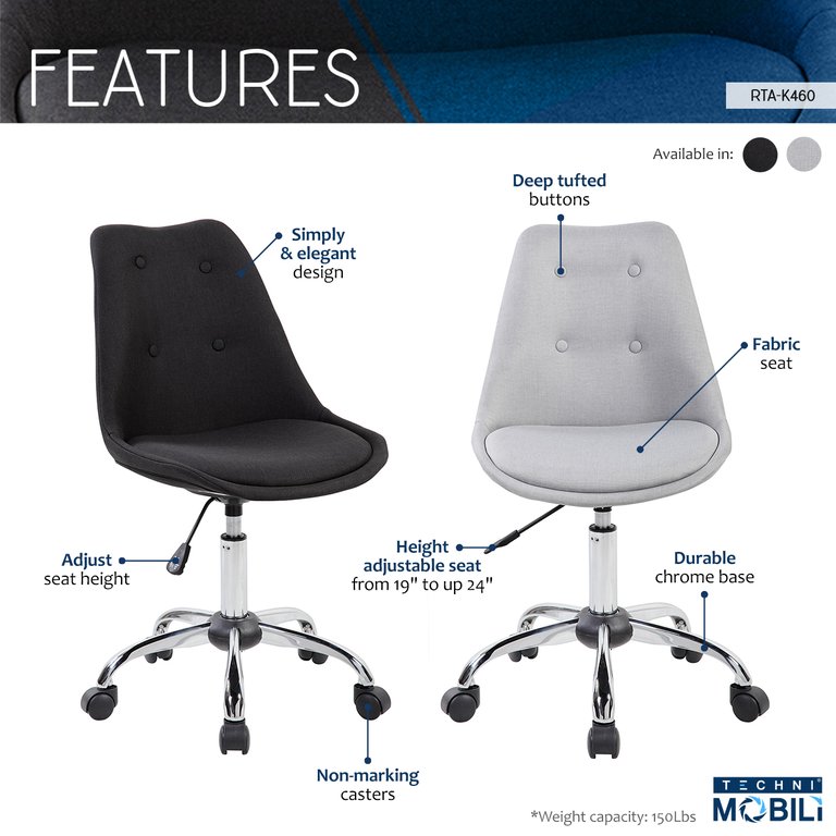 Armless Task Chair With Buttons