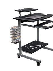 Compact Computer Cart With Storage - Espresso