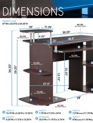 Complete Computer Workstation Desk With Storage - Chocolate