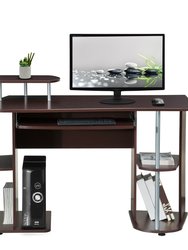 Complete Computer Workstation Desk With Storage - Chocolate