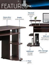 Complete Computer Workstation Desk With Storage - Chocolate